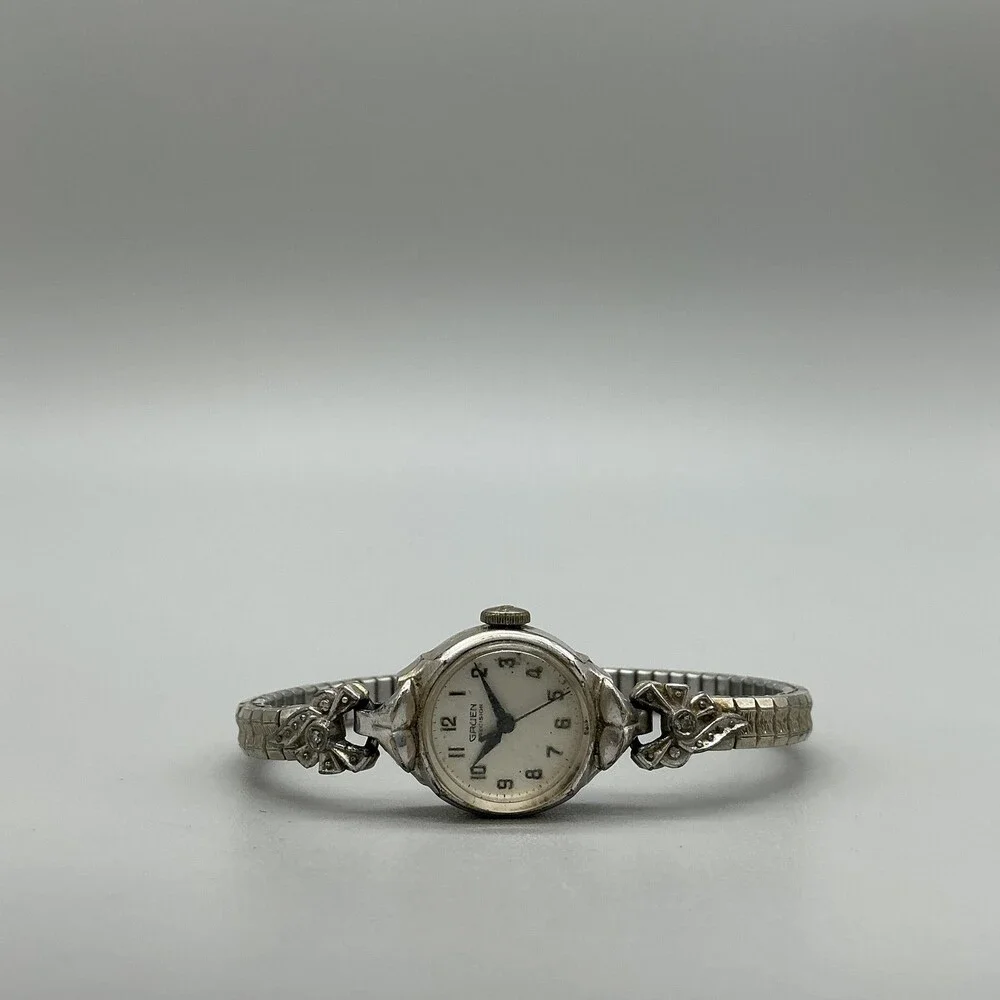 Vintage Gruen Womens Watch 17mm Cream Dial Silver Manual Wind 10K RGP Bezel
